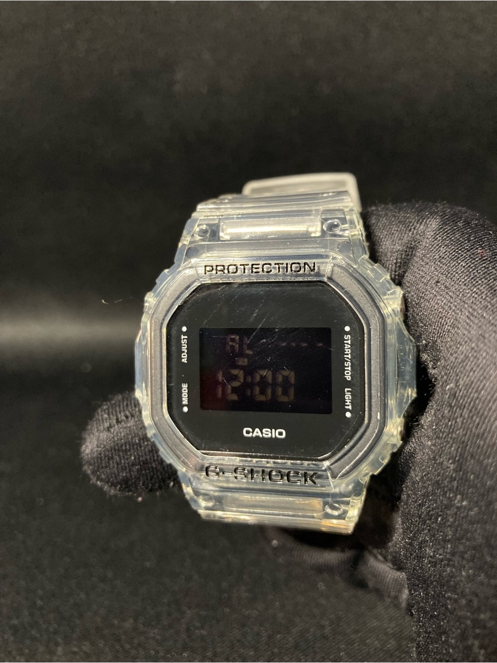 Casio G-Shock Transparent Resin Digital Watch with Black Display